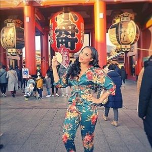 Zara Green Floral Jumpsuit